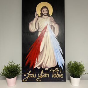 Akrylowy Obraz na płótnie Jezus Miłosierny autorstwa Joanny Jarczyk - dostępny w sklepie Biały Kruk