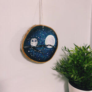 Księżycowa sowa - obraz na drewnie