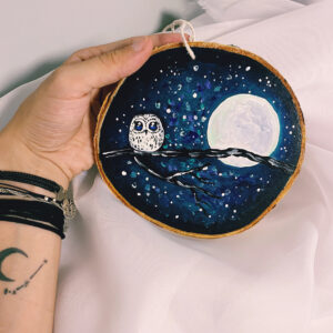 Księżycowa sowa – obraz na drewnie