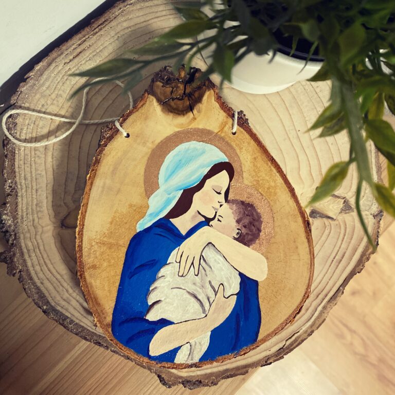 Drewniana Zawieszka Maryja Z Dzieciątkiem