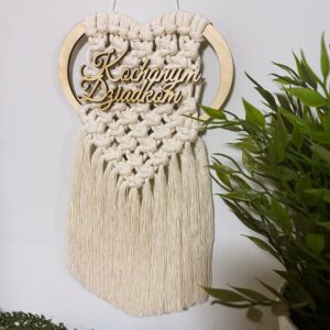 Makrama Serce z Napisem