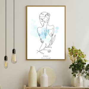 Wizualizacja Nowoczesny Plakat Woman I Line art - najwyższa jakość plakatu drukowanego tuszem pigmentowym dostępny - przepiękny plakat kobiety dostępny w sklepie rękodzielniczym Biały Kruk