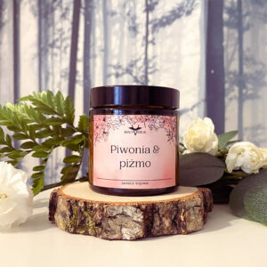 Piwonia & Piżmo – Naturalna świeca sojowa zapachowa 120ml - Sklep Biały Kruk