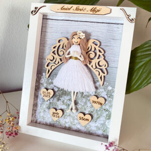 Anioł w Ramce Metryczka Pamiątka Chrztu