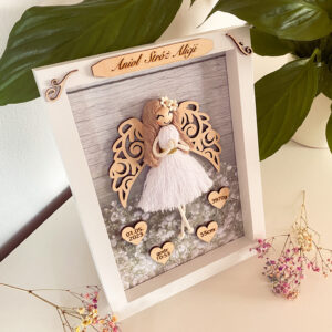 Anioł w Ramce Metryczka Pamiątka Chrztu