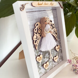 Anioł w Ramce Metryczka Pamiątka Chrztu