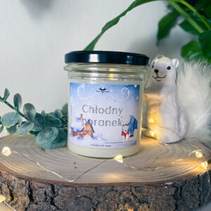 Chłodny Poranek Świeca Sojowa 330ml wyjątkowa ekologiczna świeca zapachowa bio 100% natury naturalny zapach świąteczna świeca dostępna w sklepie rękodzielniczym Biały Kruk
