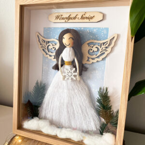 Zimowy Anioł Makrama w ramce