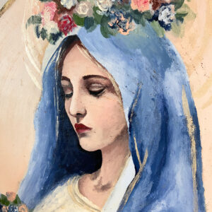 Strona Główna 18 Obraz Na Drewnie Matka Boska Z Kwiatami